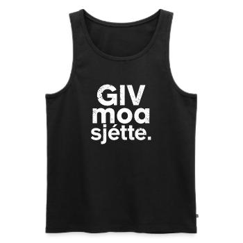 Giv moa sjette. Chemise en dialecte flamand occidental - Débardeur bio Premium Homme - noir - Devant - Michal (187cm)