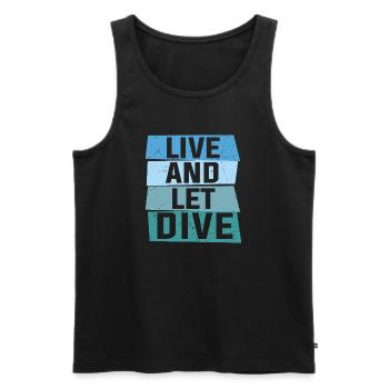 Live and let dive - Men's Premium Organic Tank Top - black - Front - AI Model Male 178 light (178cm)