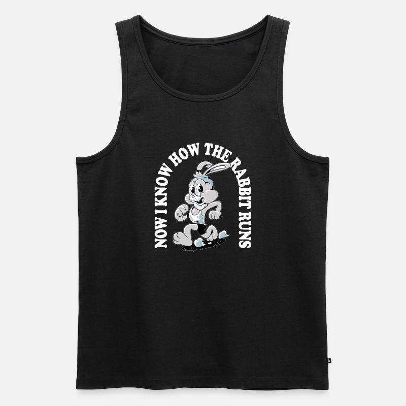 Now I Know How the Rabbit Runs – Denglisch Spruch - Men's Premium Organic Tank Top - black