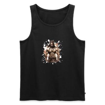 Indian Muscles Bodybuilding Chief - Men's Premium Organic Tank Top - black - Front - AI Model Male 178 light (178cm)