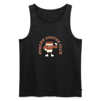 Strong Coffee Club – Retro Comic Kaffee Design - Männer Premium Bio Tank Top - Schwarz - Vorne - AI Model Male 178 light (178cm)