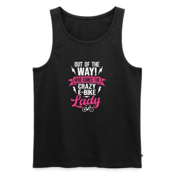 Electric Bicycle Cycling Crazy E-Bike Lady Cyclist - Men's Premium Organic Tank Top - black - Front - Michal (187cm)