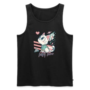 Kitty Love Geometric Pop Art - Men's Premium Organic Tank Top - black - Front - AI Model Male 178 light (178cm)