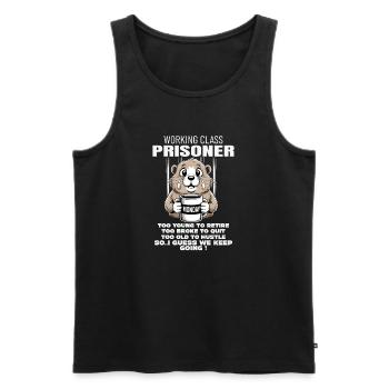 Monday Trapped Work Funny Work Outfit - Men's Premium Organic Tank Top - black - Front - AI Model Male 178 light (178cm)