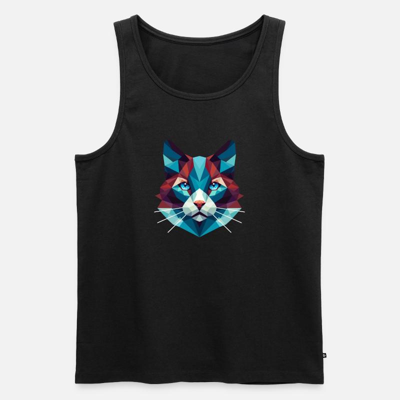 Cat Lowpoly - Männer Premium Bio Tank Top - Schwarz