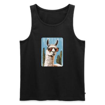Lama - Männer Premium Bio Tank Top - Schwarz - Vorne - AI Model Male 178 light (178cm)