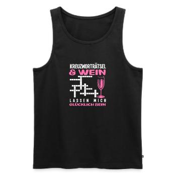 Crossword Puzzle Wine Happy Be Humor - Men's Premium Organic Tank Top - black - Front - AI Model Male 178 light (178cm)