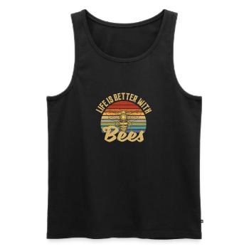 La vie est meilleure avec les abeilles - Débardeur bio Premium Homme - noir - Devant - Michal (187cm)
