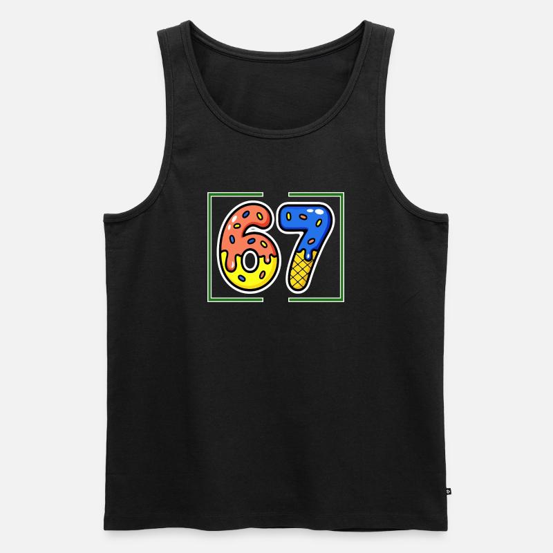 Siebenundsechzig, 67, 6, 7 - Männer Premium Bio Tank Top - Schwarz
