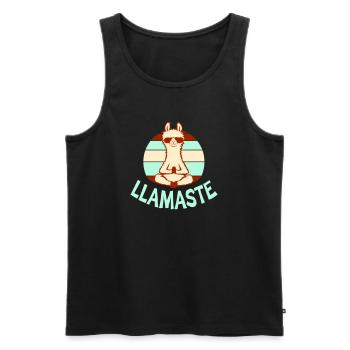 Lama Meditiert Yoga Llamaste Sonnenbrille Retro - Männer Premium Bio Tank Top - Schwarz - Vorne - AI Model Male 178 light (178cm)