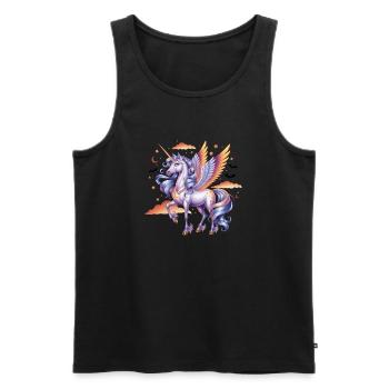 Magical unicorn with wings under starry sky - Men's Premium Organic Tank Top - black - Front - AI Model Male 178 light (178cm)
