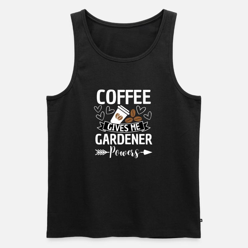 Kaffee verleiht Gärtnern Kräfte - Männer Premium Bio Tank Top - Schwarz