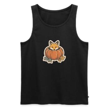 Cute Halloween Fox in Pumpkin with Witch Hat - Men's Premium Organic Tank Top - black - Front - Michal (187cm)