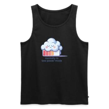 Digital Humor – Mentally in Low Power Mode - Men's Premium Organic Tank Top - black - Front - AI Model Male 178 light (178cm)