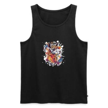 Colorful Llama Splatter Illustration - Men's Premium Organic Tank Top - black - Front - Michal (187cm)