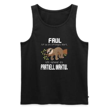 Faul, aber Partiell Aktiv Faultier - Männer Premium Bio Tank Top - Schwarz - Vorne - Michal (187cm)