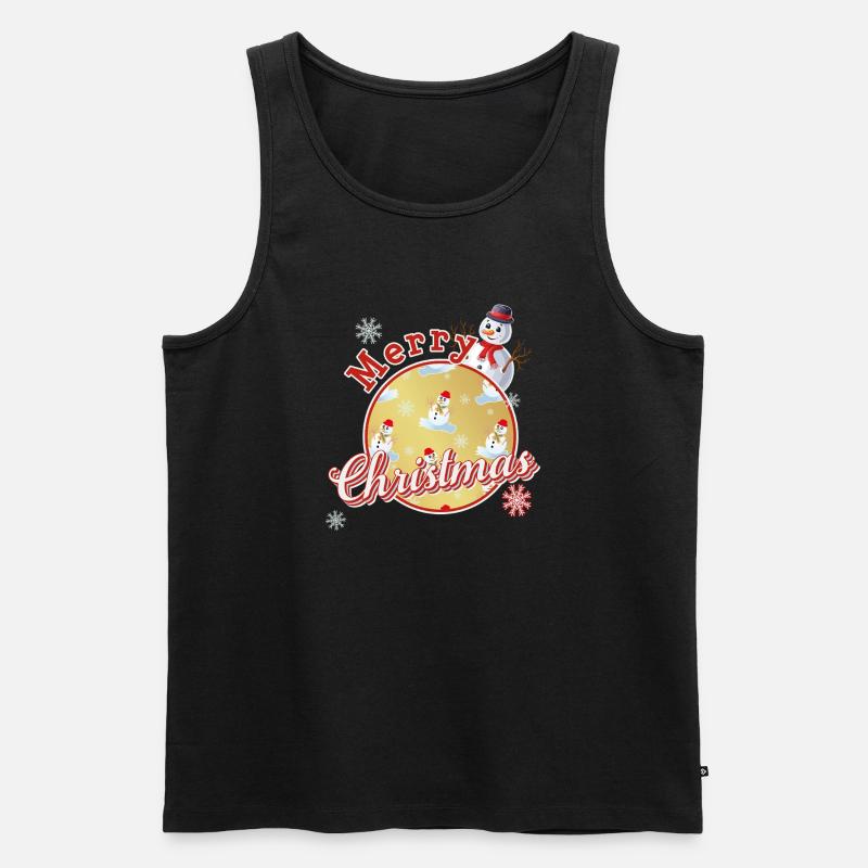 Fröhliche Weihnachten Englisch mit Schneemännern - Männer Premium Bio Tank Top - Schwarz