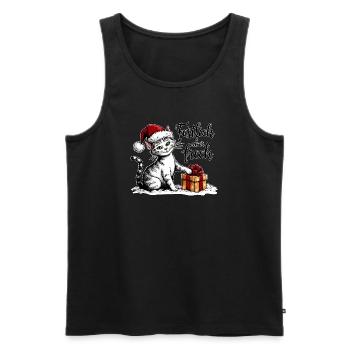 Weihnachts Katze – lustiges Wintermotiv - Männer Premium Bio Tank Top - Schwarz - Vorne - Michal (187cm)
