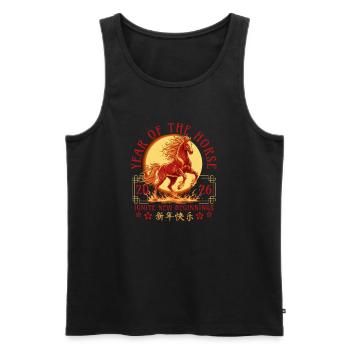 Chinese New Year Year of the Fire Horse 2026 - Men's Premium Organic Tank Top - black - Front - AI Model Male 178 light (178cm)