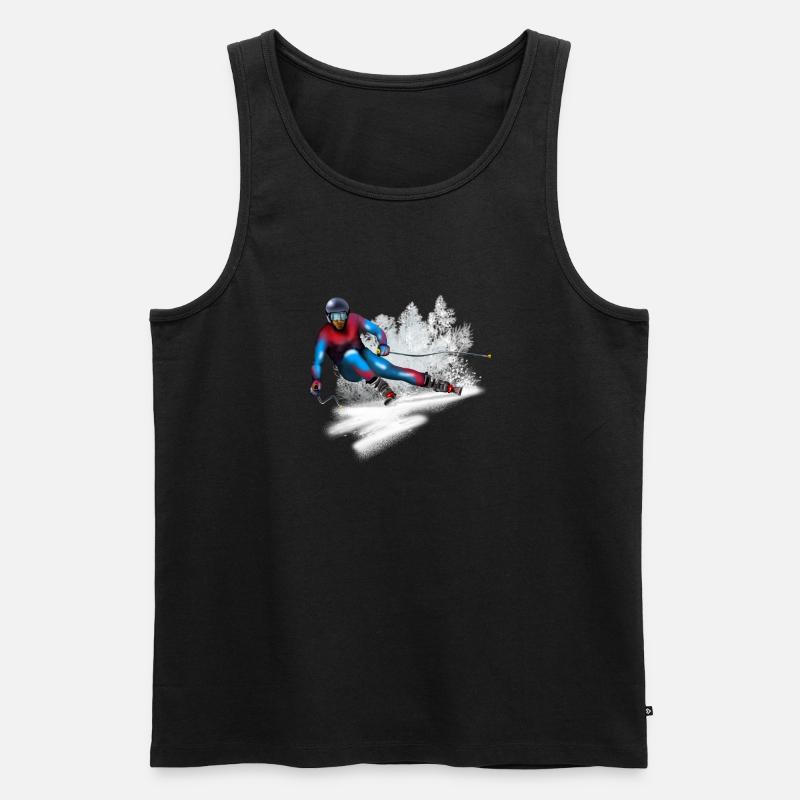 Rasender Skifahrer im Schnee - Männer Premium Bio Tank Top - Schwarz
