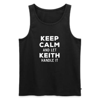 Restez calme Laissez Keith le réparer drôle de dicton - Débardeur bio Premium Homme - noir - Devant - AI Model Male 178 light (178cm)