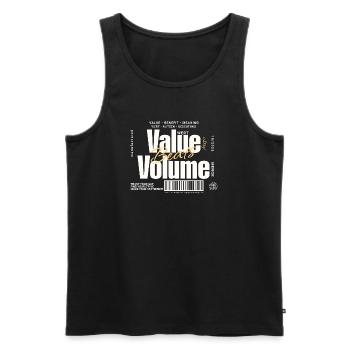 Value Beats Volume – Statement Design (Dark) - Men's Premium Organic Tank Top - black - Front - AI Model Male 178 light (178cm)