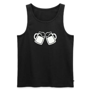 Toast moment: Two beer mugs - Men's Premium Organic Tank Top - black - Front - Michal (187cm)