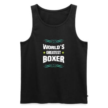 Le plus grand boxeur du monde - Débardeur bio Premium Homme - noir - Devant - Michal (187cm)