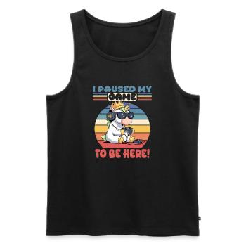 i paused my game to be here, unicorn - Men's Premium Organic Tank Top - black - Front - AI Model Male 178 light (178cm)