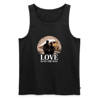Liebe auf dem Weg Zugromantik - Männer Premium Bio Tank Top - Schwarz - Vorne - AI Model Male 178 light (178cm)