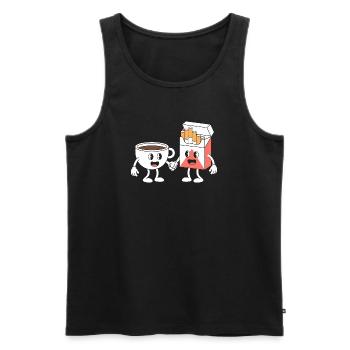 Café et cigarettes - T-shirt humoristique - Débardeur bio Premium Homme - noir - Devant - Michal (187cm)
