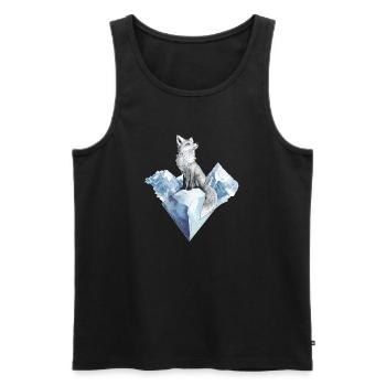 Polarfuchs Fuchs Wintermotiv - Männer Premium Bio Tank Top - Schwarz - Vorne - Michal (187cm)