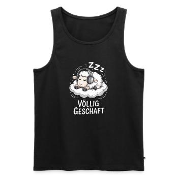Völlig geschafft geSchaft Schaf Design - Männer Premium Bio Tank Top - Schwarz - Vorne - AI Model Male 178 light (178cm)