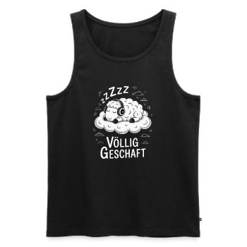 Völlig geschafft geSchaft Schaf Design - Männer Premium Bio Tank Top - Schwarz - Vorne - AI Model Male 178 light (178cm)