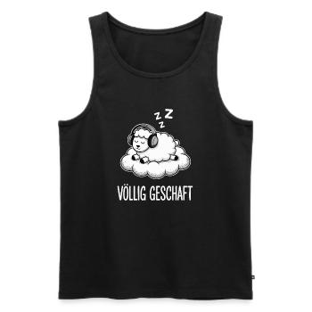 Völlig geschafft geSchaft Schaf Design - Männer Premium Bio Tank Top - Schwarz - Vorne - AI Model Male 178 light (178cm)