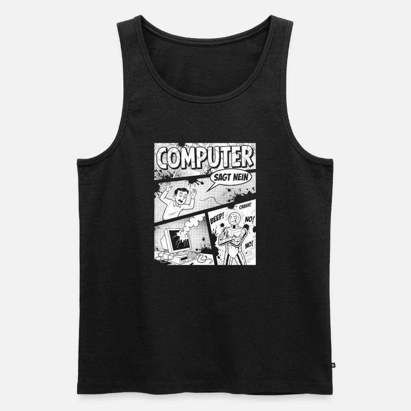 Retro Computer Comic Says No - Men's Premium Organic Tank Top - black
