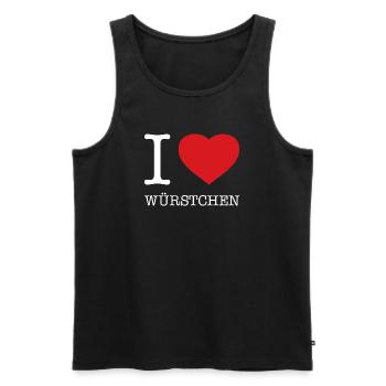 I love Würstchen - Männer Premium Bio Tank Top - Schwarz - Vorne - Michal (187cm)