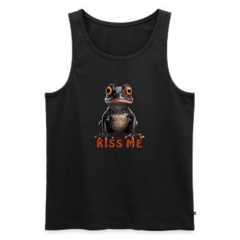 Grenouille Embrasse-moi - Débardeur bio Premium Homme - noir - Devant - Michal (187cm)