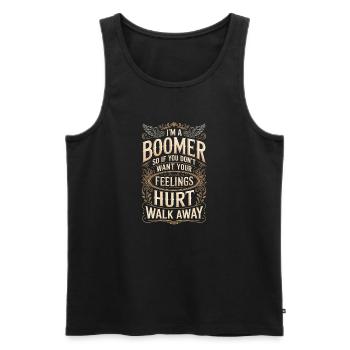 Je suis un baby-boomer - Des sentiments ? Partez - Débardeur bio Premium Homme - noir - Devant - Michal (187cm)