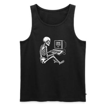 Skeleton Gamer an der Konsole - Männer Premium Bio Tank Top - Schwarz - Vorne - AI Model Male 178 light (178cm)