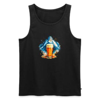Bier im Berggipfel Aquarell - Männer Premium Bio Tank Top - Schwarz - Vorne - AI Model Male 178 light (178cm)