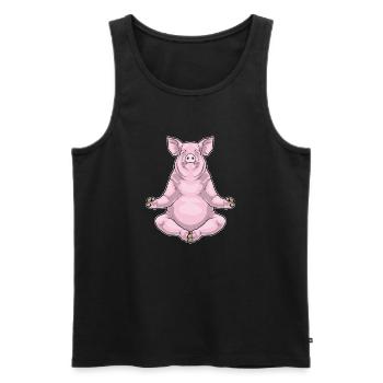 Pig Yoga Fitness Meditation - Men's Premium Organic Tank Top - black - Front - Michal (187cm)