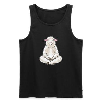 Mouton Yoga Fitness Méditation - Débardeur bio Premium Homme - noir - Devant - Michal (187cm)