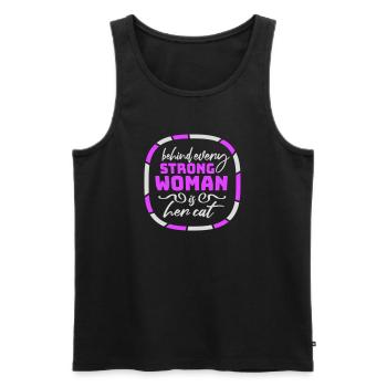 Behind Every Strong Woman Is Her Cat Spruch Katze - Men's Premium Organic Tank Top - black - Front - Michal (187cm)