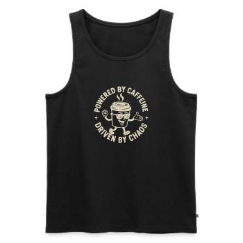 Alimenté par la caféine, piloté par Chaos Kaffee Spruch - Débardeur bio Premium Homme - noir - Devant - AI Model Male 178 light (178cm)
