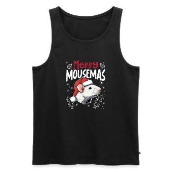 Merry Mousemas Funny Mouse Christmas Motif - Men's Premium Organic Tank Top - black - Front - Michal (187cm)