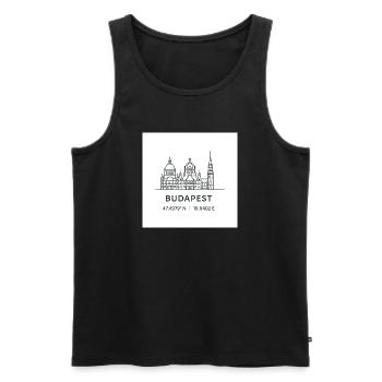 Budapest Line Art Silhouette Landmark - Men's Premium Organic Tank Top - black - Front - AI Model Male 178 light (178cm)