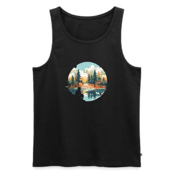 Pêche en pleine nature – Vintage Nature Landscape D - Débardeur bio Premium Homme - noir - Devant - Michal (187cm)