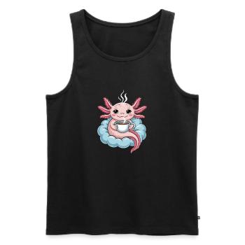 Axolotl Mit Kaffee Auf Wolke Kawaii Morgenkaffee - Männer Premium Bio Tank Top - Schwarz - Vorne - AI Model Male 178 light (178cm)