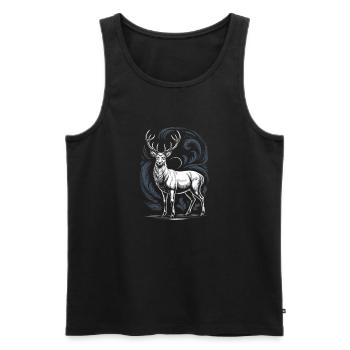 Weißer Hirsch Mit Geweih Mond Und Waldornament - Männer Premium Bio Tank Top - Schwarz - Vorne - AI Model Male 178 light (178cm)
